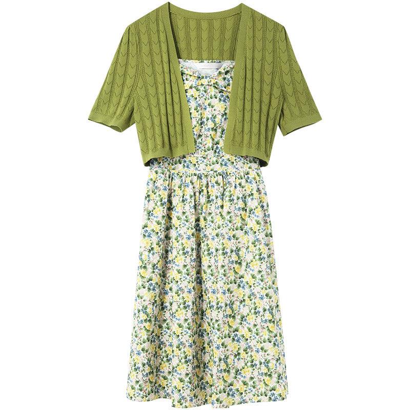 Green Floral Dress Suit GOELIA