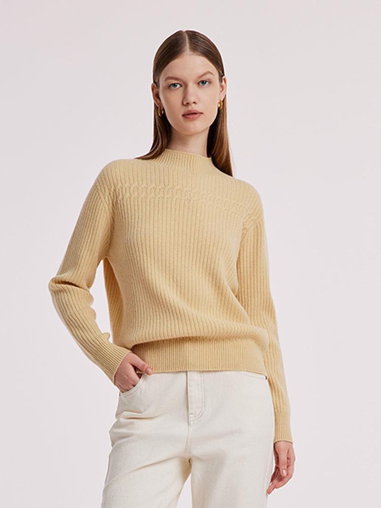 Wool Sequins Mock Neck Sweater GOELIA