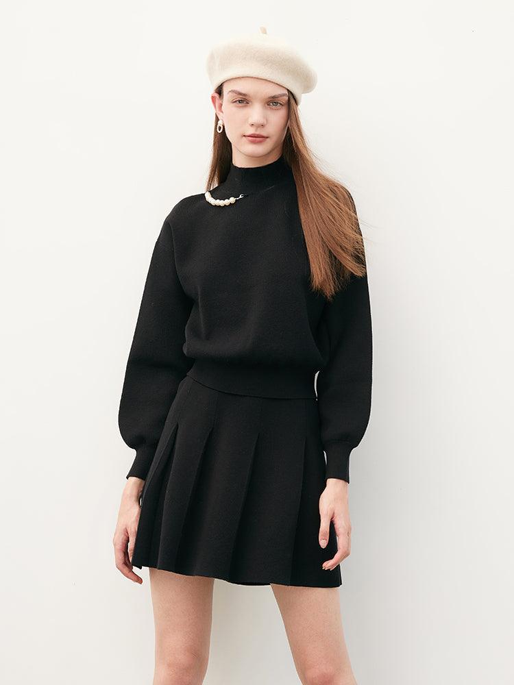 Black Tencel Sweater&Skirt Suit GOELIA