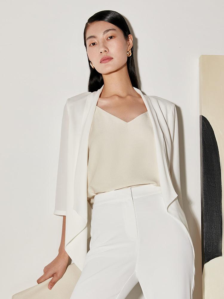 Acetate Slim One Button White Blazer GOELIA