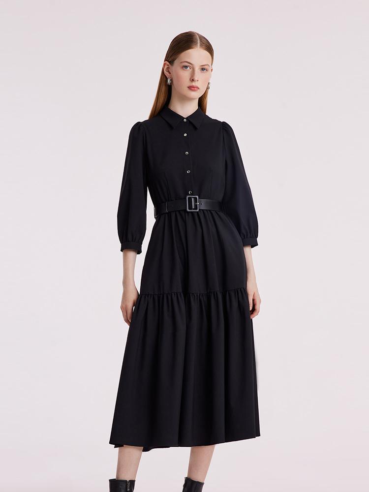 Machine Washable Silk And Woolen Dress GOELIA