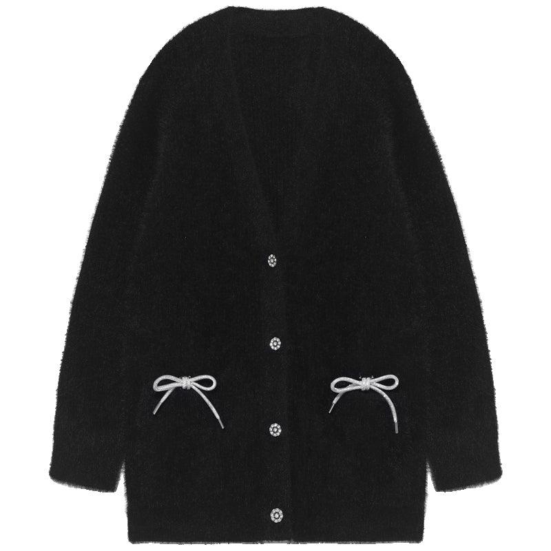 Knitted Detachable Bowknot Cardigan GOELIA