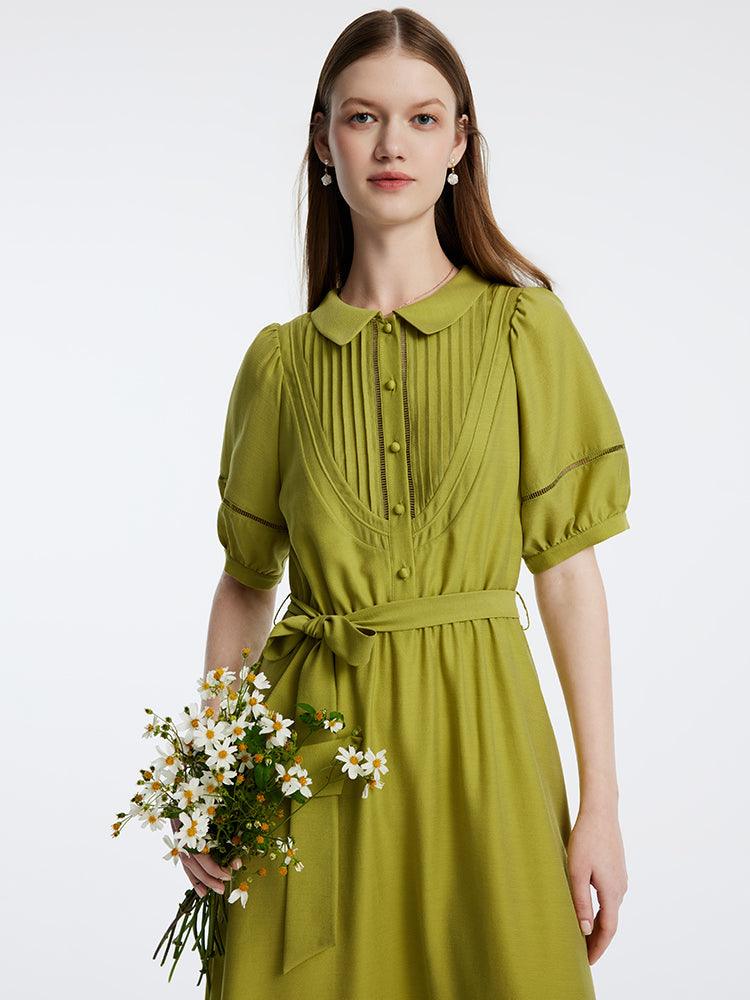 Green Acetate Waist-skimming Dress GOELIA