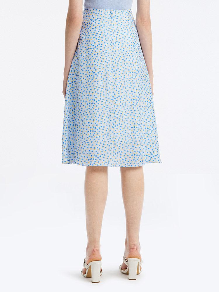 16.5 Momme Silk Polka Dots Midi Skirt GOELIA