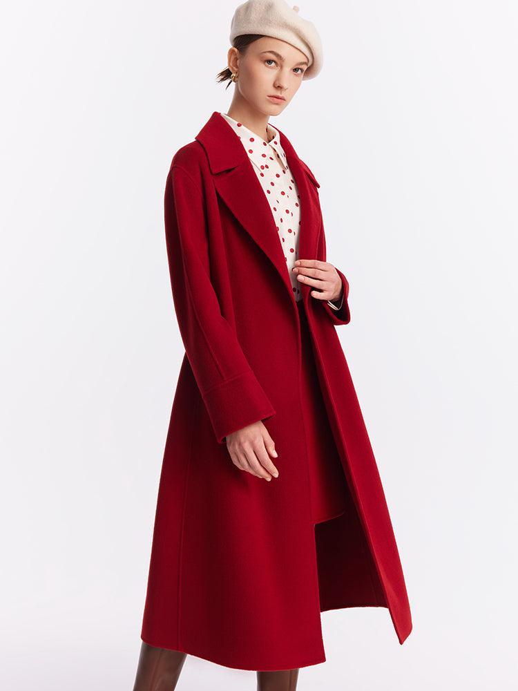 Silk Wool Lapel Double Woolen Coat GOELIA