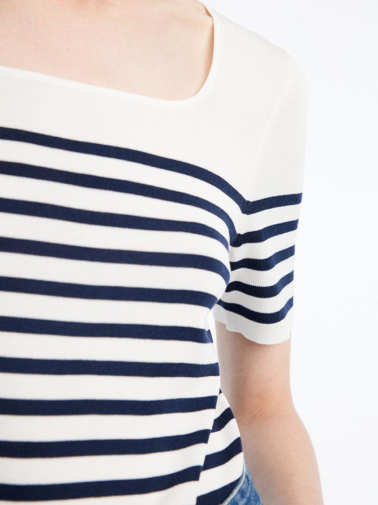 Blue And White Striped Skinny Jersey GOELIA