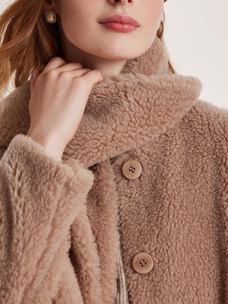 Light Camel Velour Short Coat GOELIA