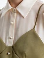 Tencel Suit (Fake Two-Piece Top + Pleated Half Skirt) GOELIA