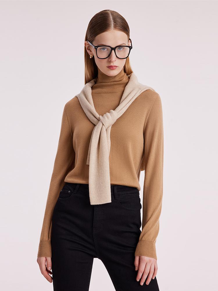 Machine Washable Wool Seamless Turtleneck Sweater GOELIA