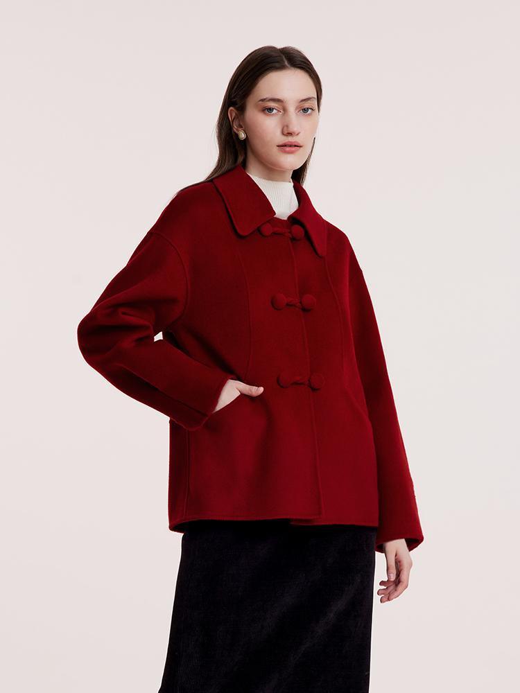 Tencel Wool Cheongsam Button Double-Faced Coat GOELIA