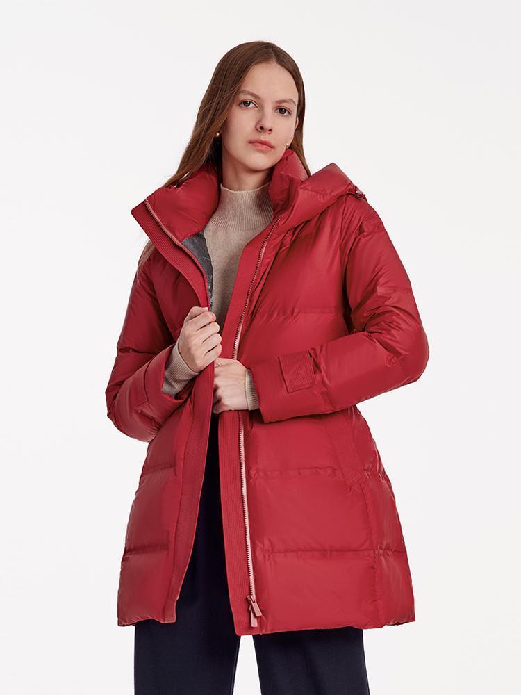 Hooded Mid-Length Goose Down Garment With Belt GOELIA