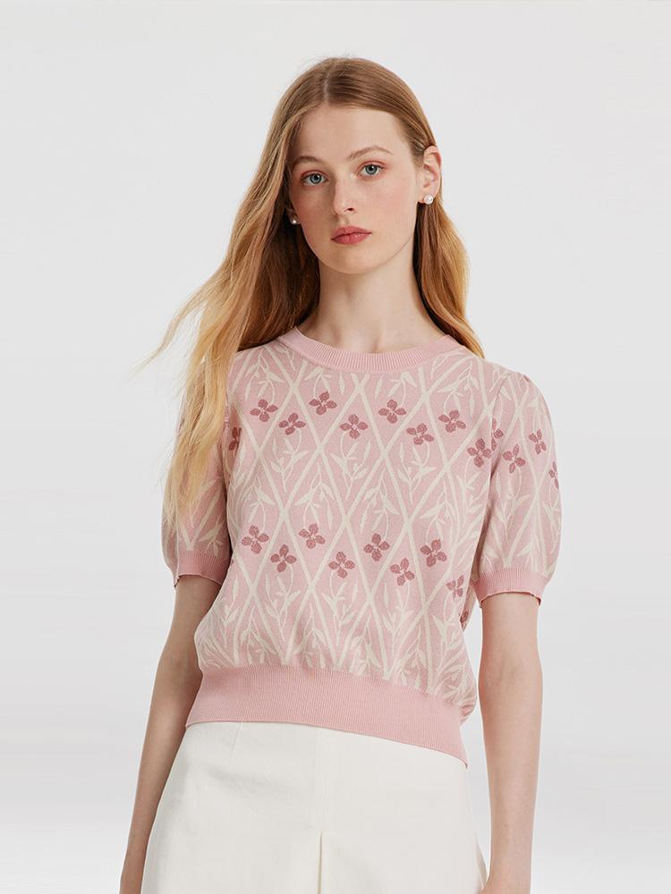 Tencel And Woolen Jacquard Knit Top GOELIA