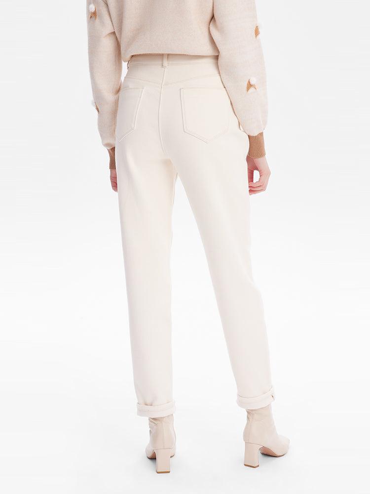 White Fleece Jeans GOELIA