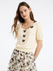 White Mulberry Silk Single-Breasted Top GOELIA