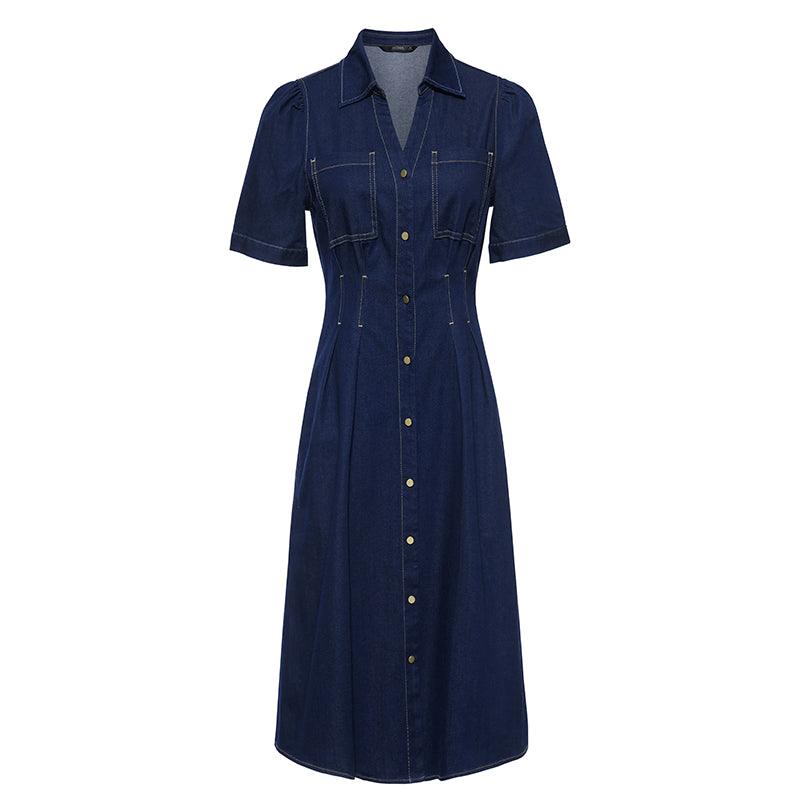 Gathered Waist Denim Dress GOELIA