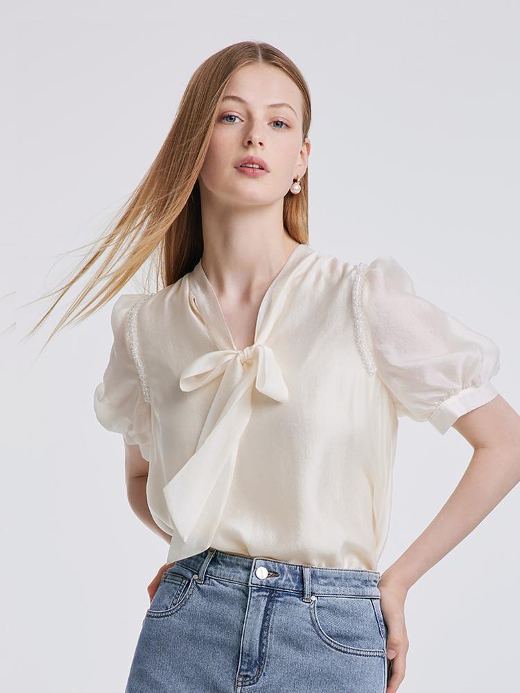 Bow Tie Ribbon Blouse GOELIA