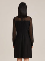 Black See-Through Bow Mini Dress GOELIA