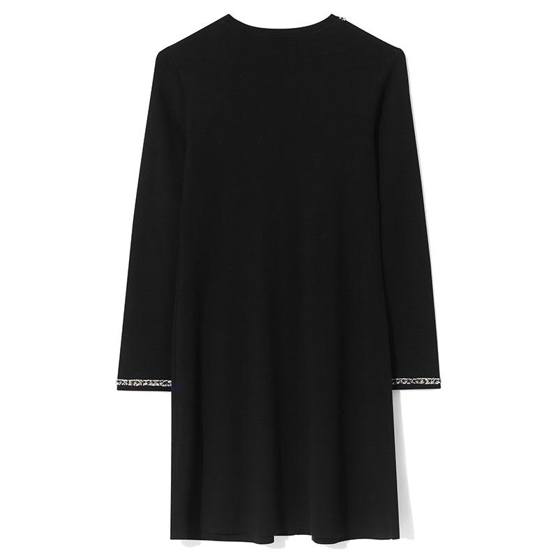 Black Long Sleeve Straight Dress GOELIA