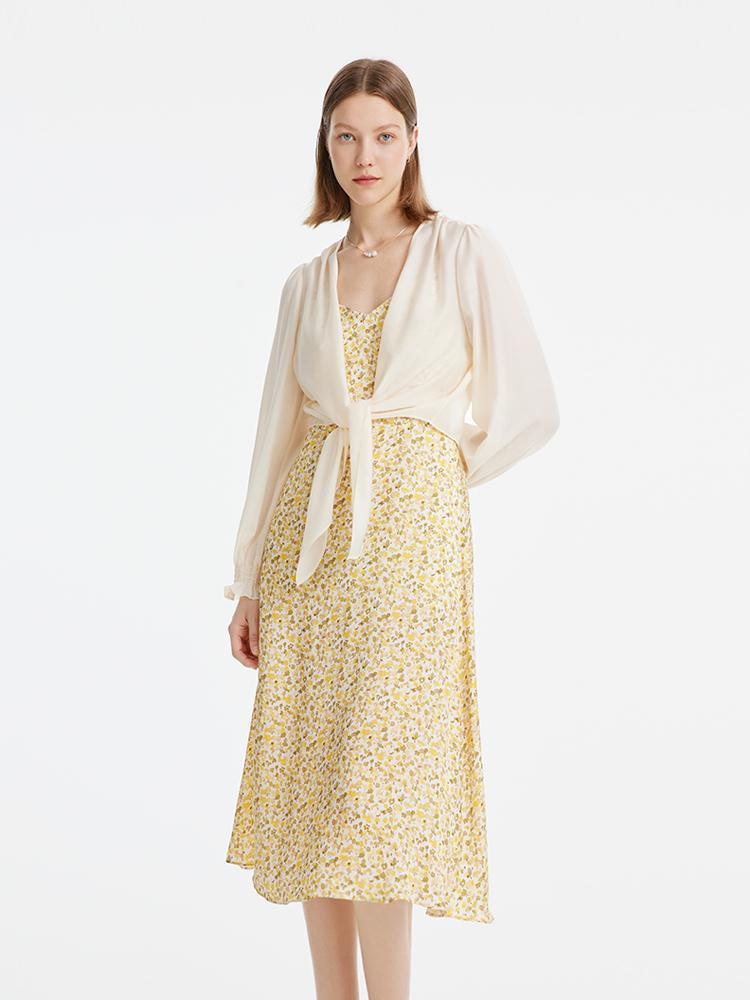 Shirt And Floral Slip Dress Two-Piece Set