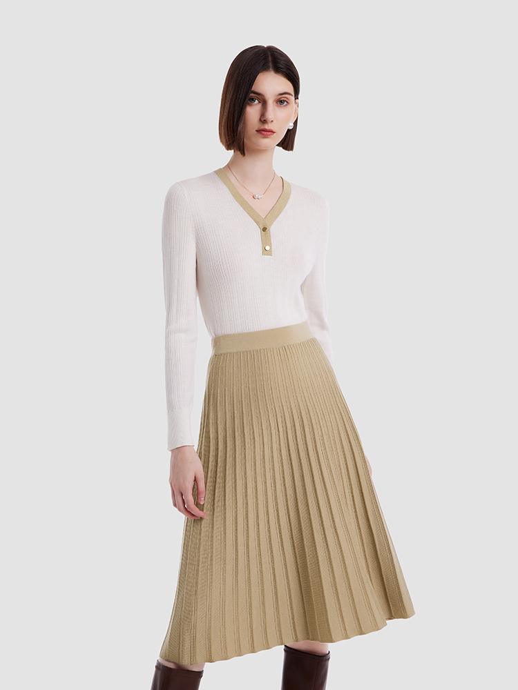 Wool Knitted Top And Pleated Skirt Two-Piece Suit GOELIA