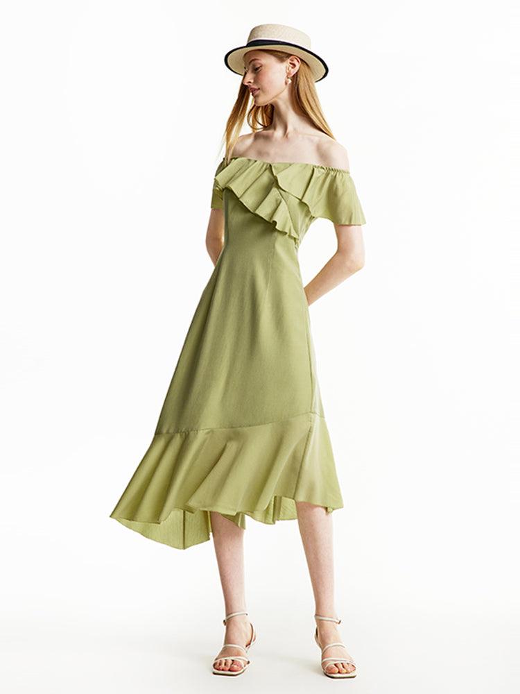 Matcha Green Ruffle Dress GOELIA