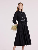 Machine Washable Silk Wool Dress With Belt GOELIA