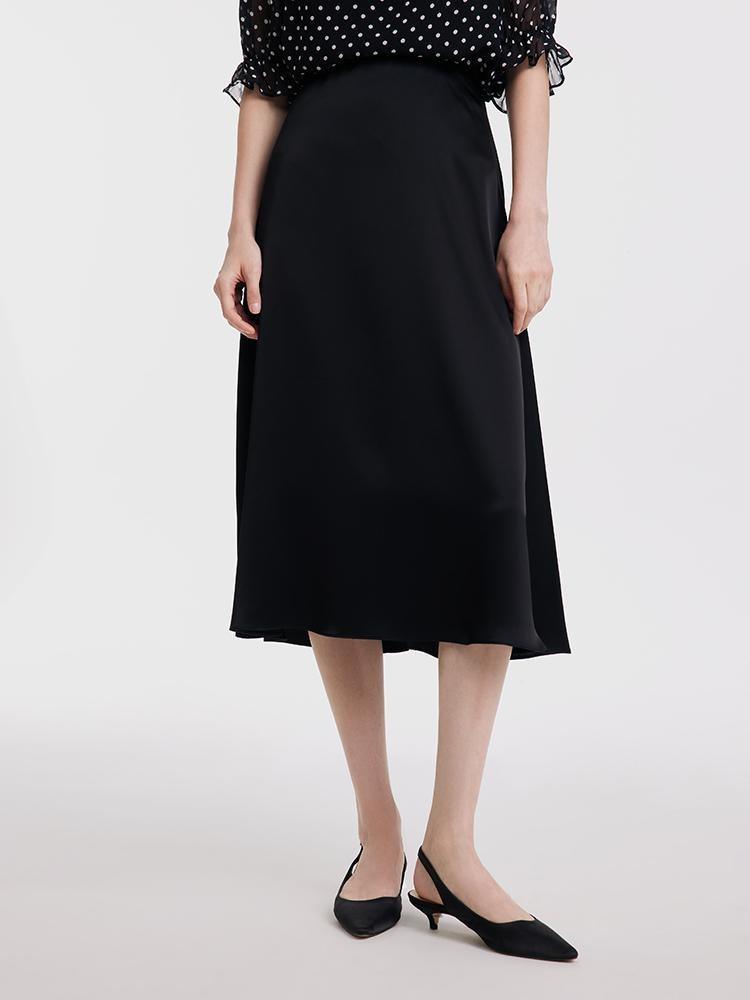 Black Triacetate A-line Skirt GOELIA