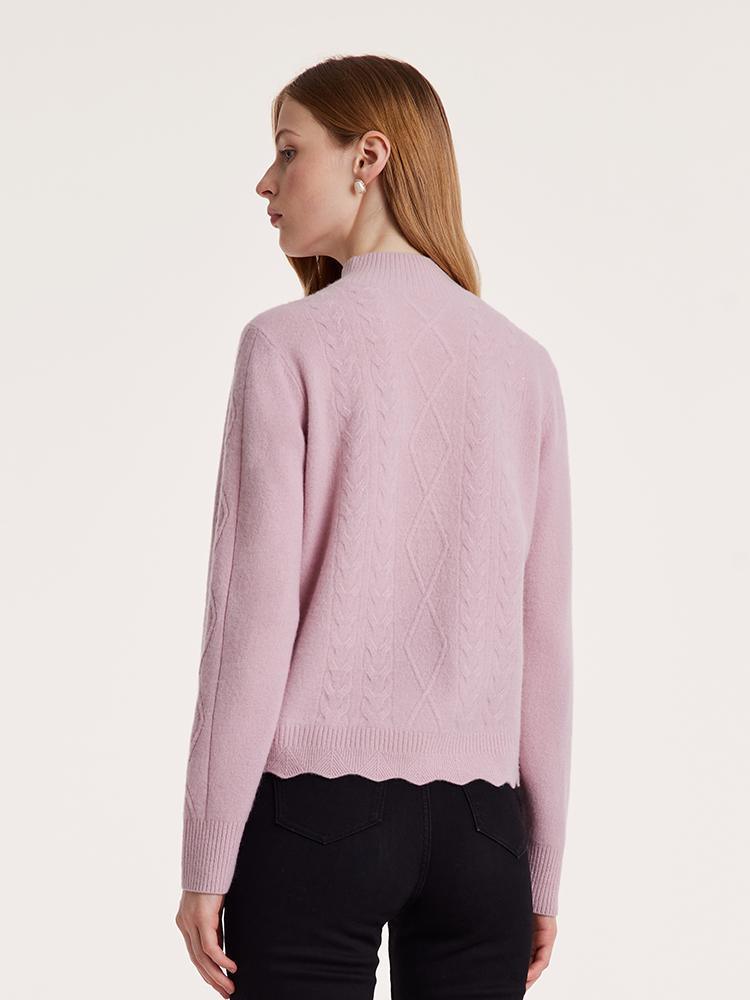 Pink Mock Neck Wool Sweater GOELIA