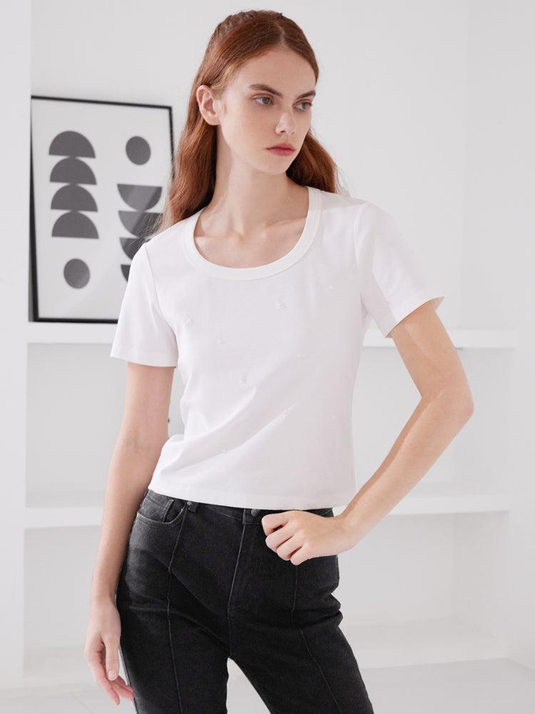 Hand-Make Bead Slim T-shirt GOELIA