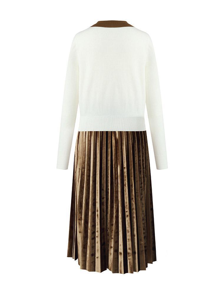 Polo Neck Sweater And Pleated Skirt Two-Piece Set GOELIA