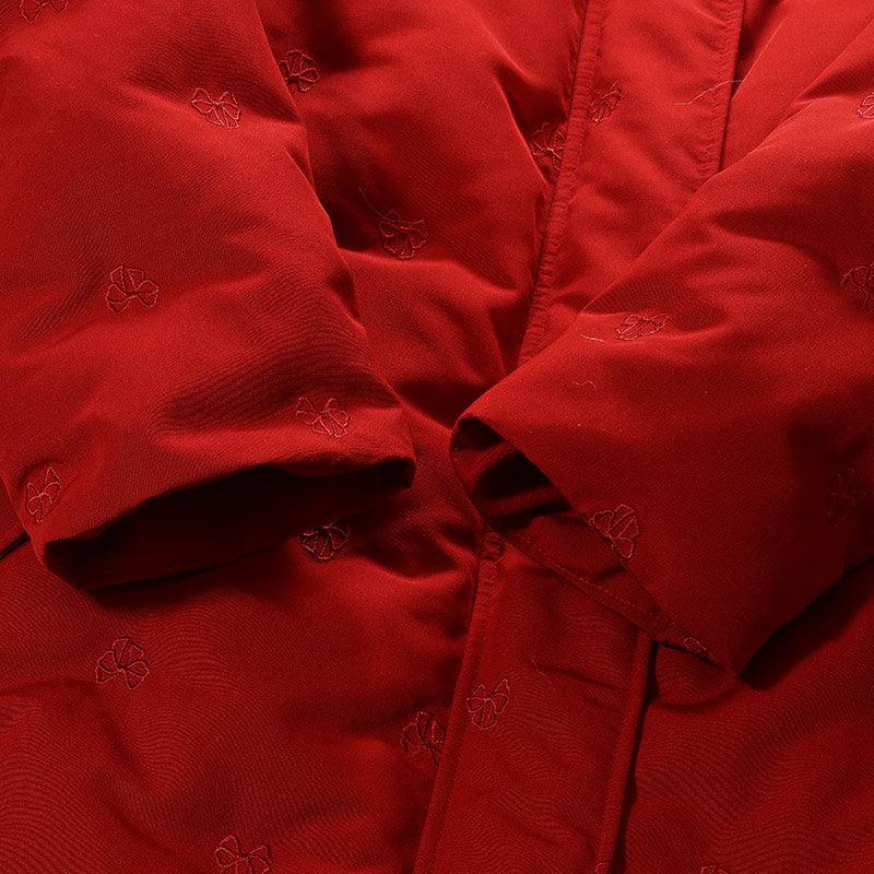 Chili Red Embroidered Down Garment GOELIA