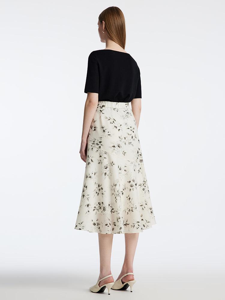 New Chinese Ink Print Fishtail Half Skirt GOELIA