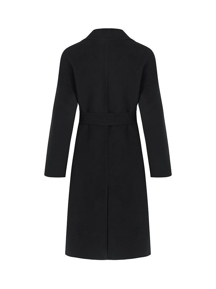 Wool And Cashmere Double-Faced Lapel Coat With Belt GOELIA