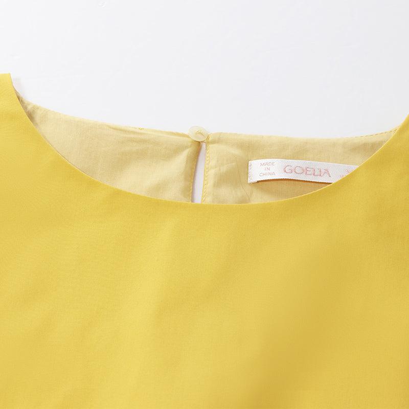 Yellow Crop Round Neck Top GOELIA