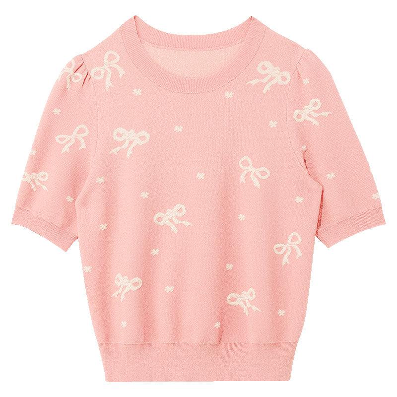 Pink Jacquard Knitted Sweater GOELIA