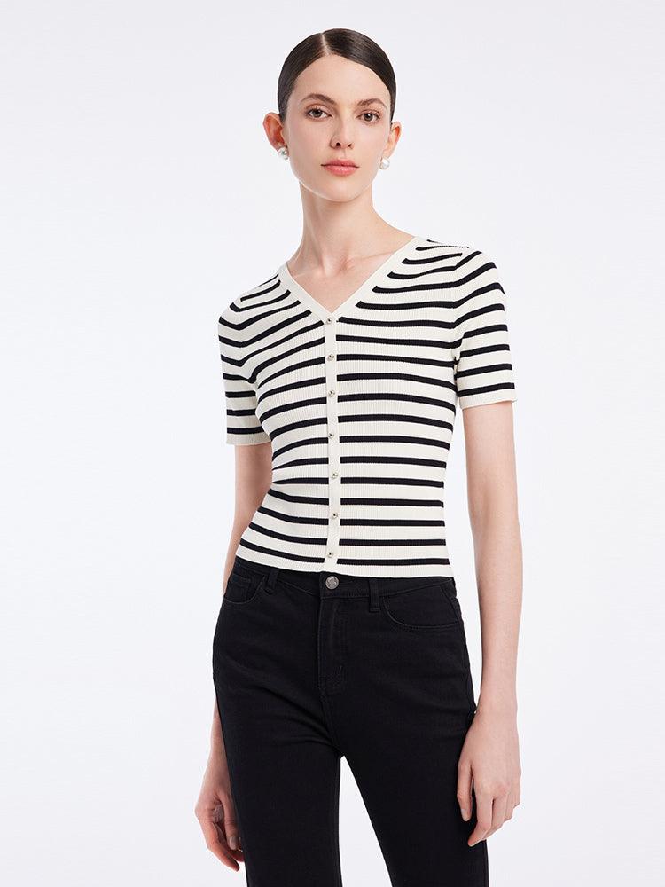 Acetate Stripe Pullover Top GOELIA