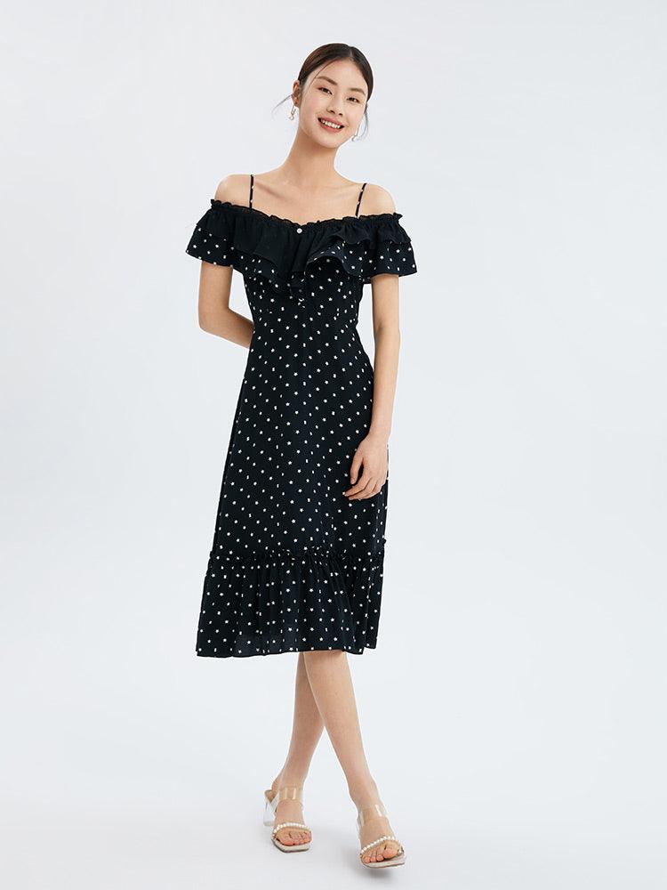 Black Magic Star Print Dress GOELIA