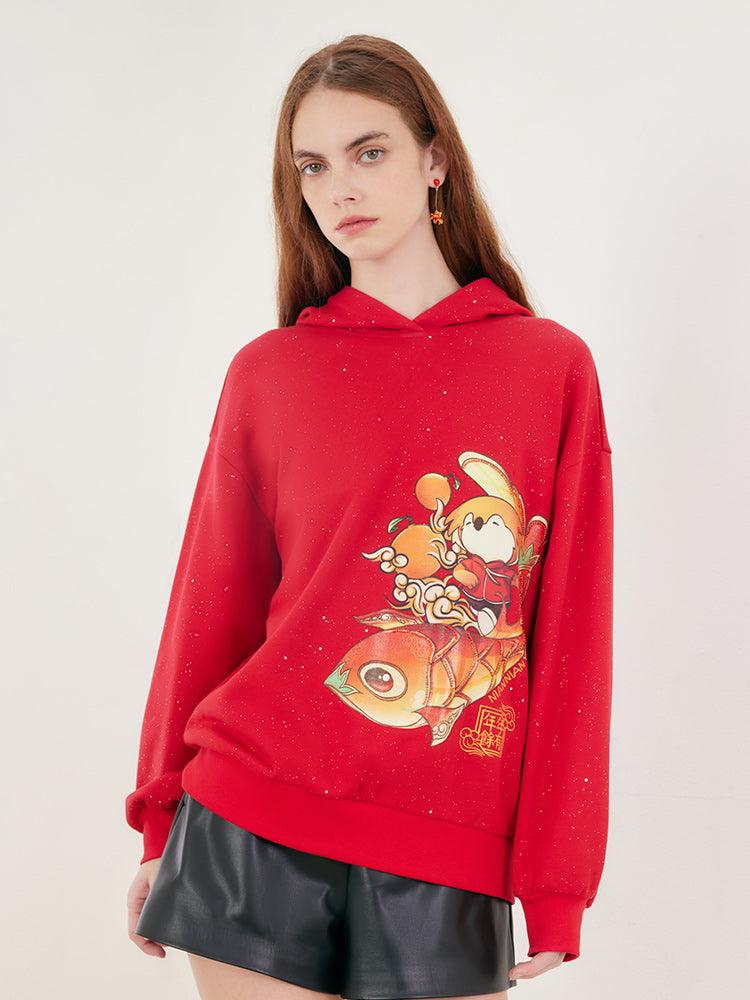 Red Cartoon Printed Hoodie GOELIA