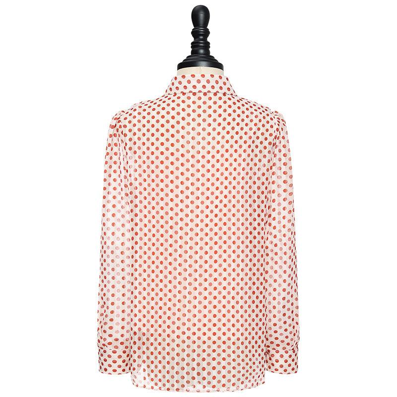 Golden Stripe Chiffon Polka Dots Dress GOELIA