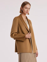 Coffee Pure Cashmere Wrapped Short Coat GOELIA