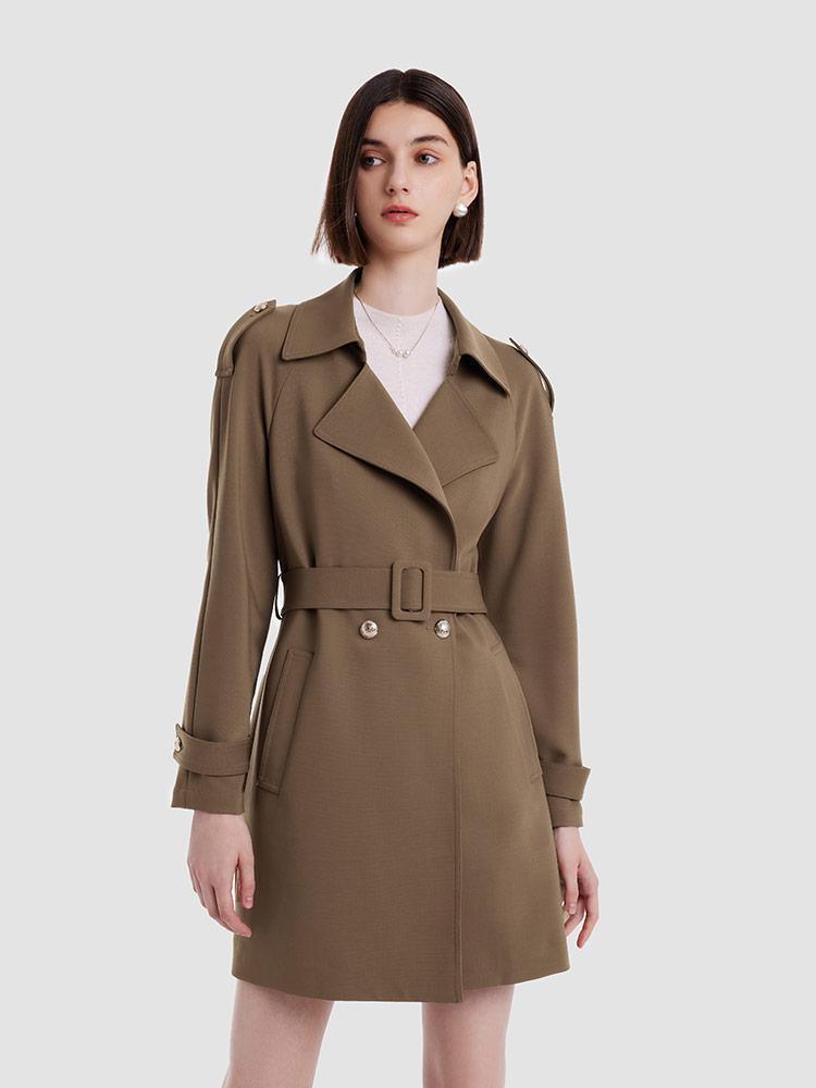 Double Layer Worsted Wool Trench Coat GOELIA