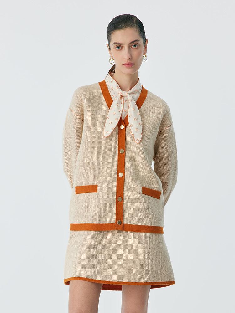 Orange&Beige Color Block Woven Suit GOELIA