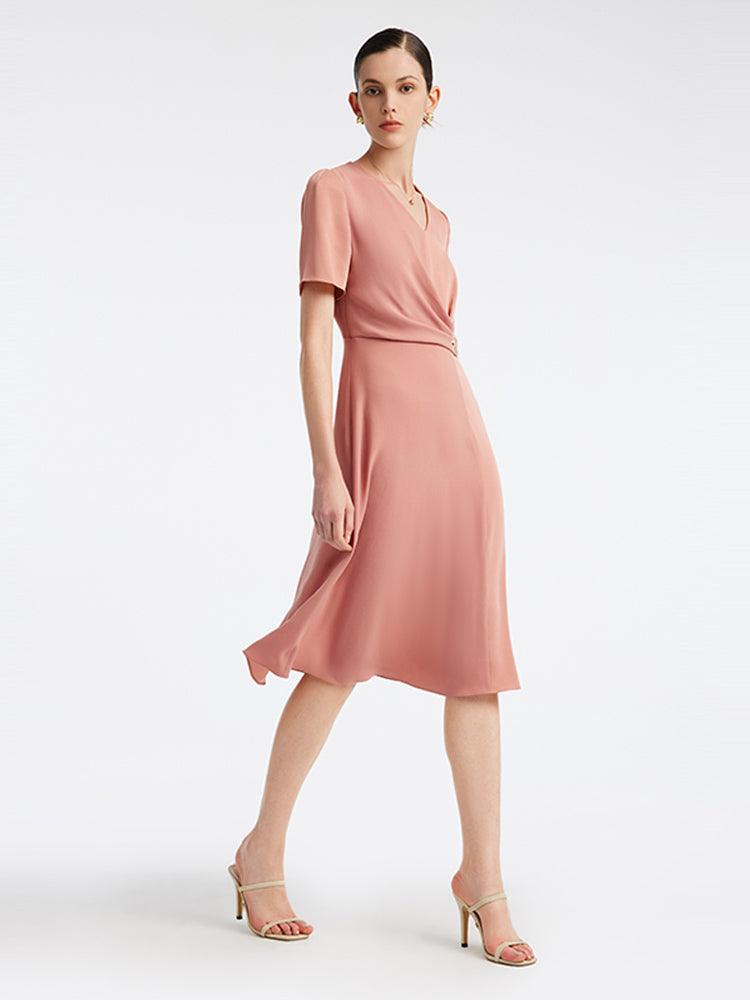 Acetate Waist-skimming V-neck Dress GOELIA