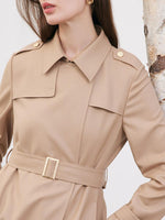 Worsted Wool Trench Coat With Belt GOELIA