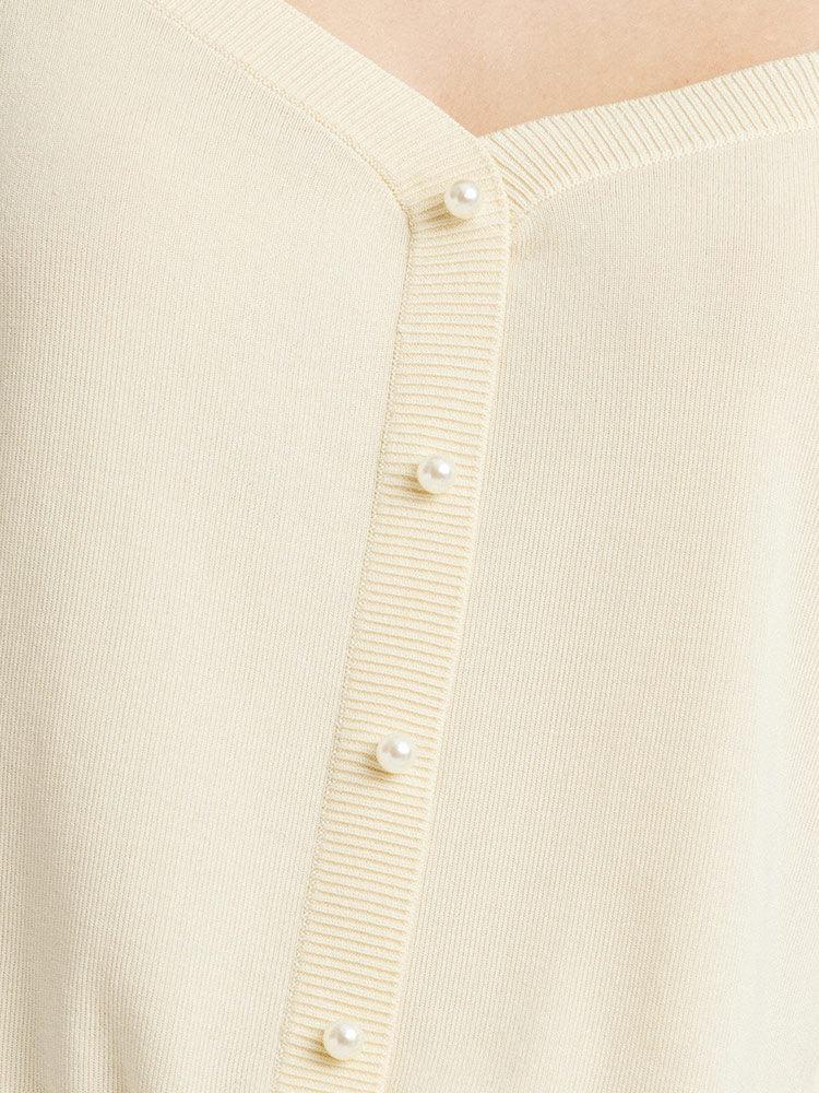 White Mulberry Silk Single-Breasted Top GOELIA