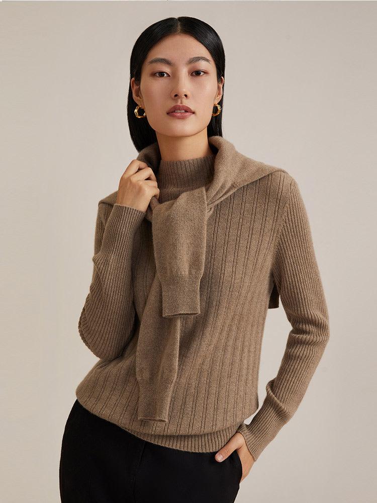 Coffee Brown Cashmere Sweater GOELIA