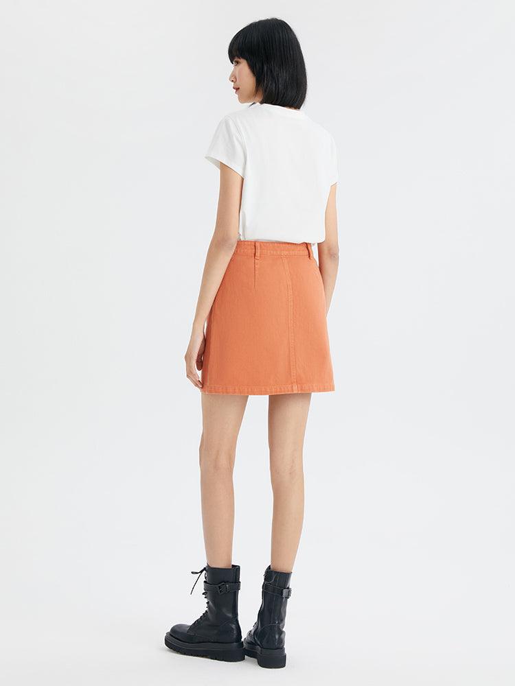 Orange Denim A-Line Skirt GOELIA