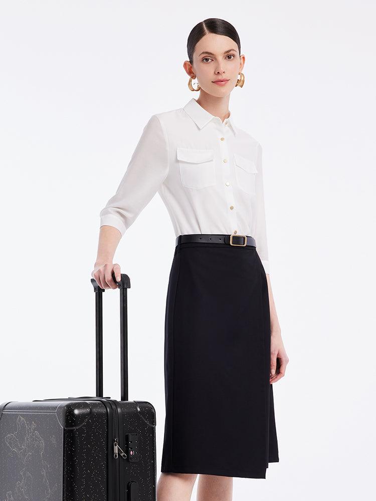 Acetate Shirt Set With Leather Belt GOELIA