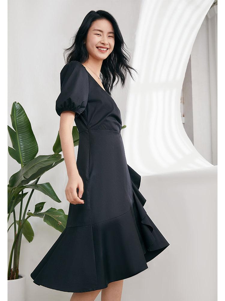 V-Neck Ruffle Dress GOELIA