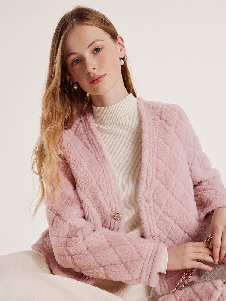 Pink Velour Short Coat With Bag GOELIA